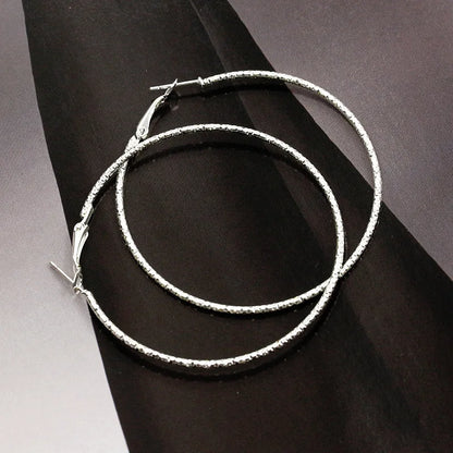 Simple Big Metal Hoop Earrings for Women Jewelry Gift Carve Serrations Round Circle Earrings Trendy Exaggerate Statement Earring
