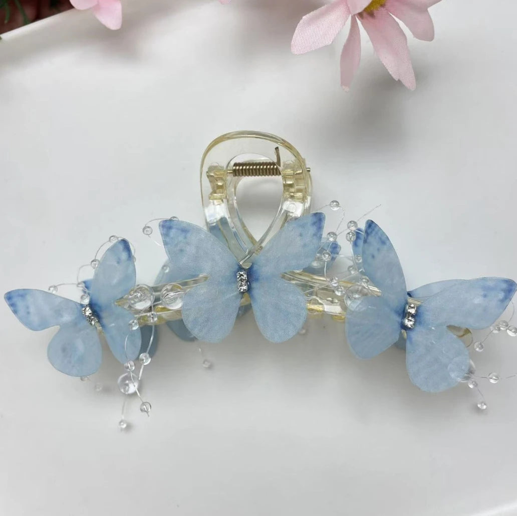 New Butterfly Large Hair Claw for Thick Hair Claws Crab Women Sweet Pink Hairpin Ponytail Hair Clip Claw Accessories
