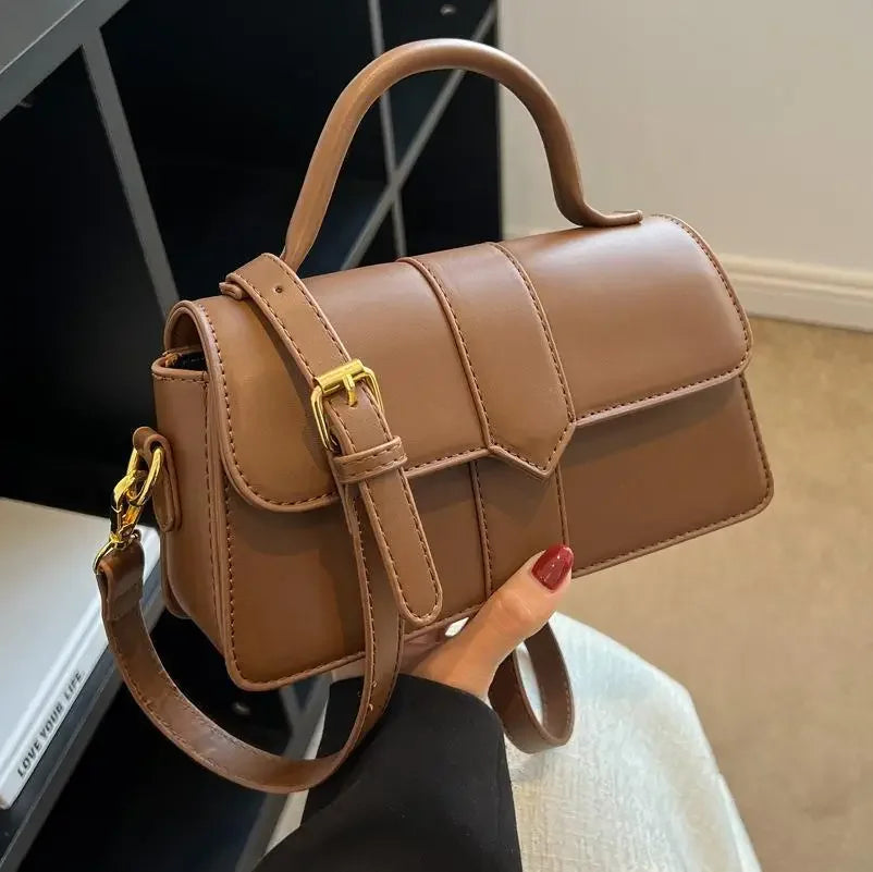 Fashionable Small Square Handbag Women's Crossbody Bag Trendy Handbag Soft PU Leather Neutral Minimalist Style Mobile Phone Pock