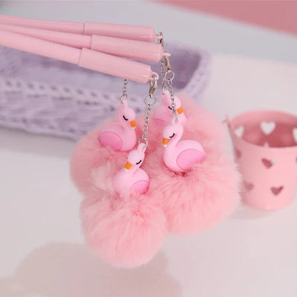 1pc Beautiful Pink Flamingo Gel Pen Plush Swan Pens for School Writing Girl Gifts Kawaii Neutral Office Supplies Stationery
