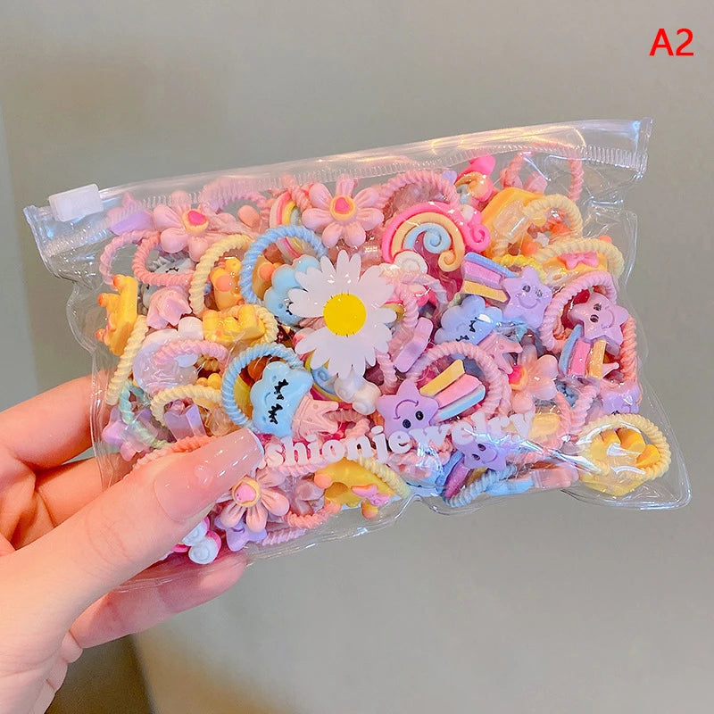 20Pcs Cute Rubber Bands For Children Does Not Hurt The Hair Elastic Good Girl Baby Head Rope Small Tie Hair Chirp Headdress