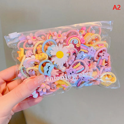 20Pcs Cute Rubber Bands For Children Does Not Hurt The Hair Elastic Good Girl Baby Head Rope Small Tie Hair Chirp Headdress