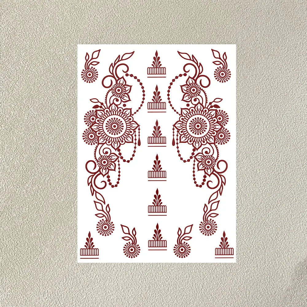 Waterproof Henna Tattoo Stickers for Women Flower Instant Fake Tattoo for Hand Temporary Tattoos for Wedding Party Festival