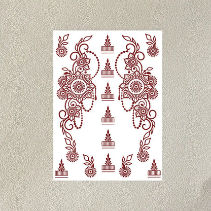 Waterproof Henna Tattoo Stickers for Women Flower Instant Fake Tattoo for Hand Temporary Tattoos for Wedding Party Festival
