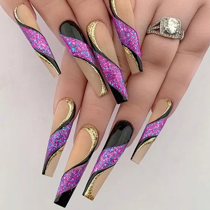 Luxury Designed Reusable Pink Nude False Nails Short Custom Acrylic Press On Nails Artificial Nails With Glue For Woman And Girl
