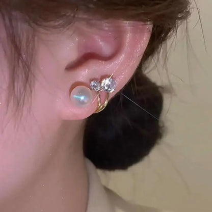925 Silver Needle Korean Fashion Pearl Crystal Earrings For Women Jewelry 2026 Trending Luxury Women's Wedding Party Earrings