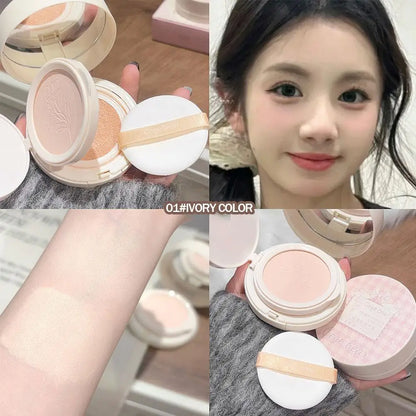 2-in1 Pressed Powder Cushion Foundation Palette Face Up Cream All-in-one Cosmetics Make Matte Coverage Base Full Oil Contro L9V7