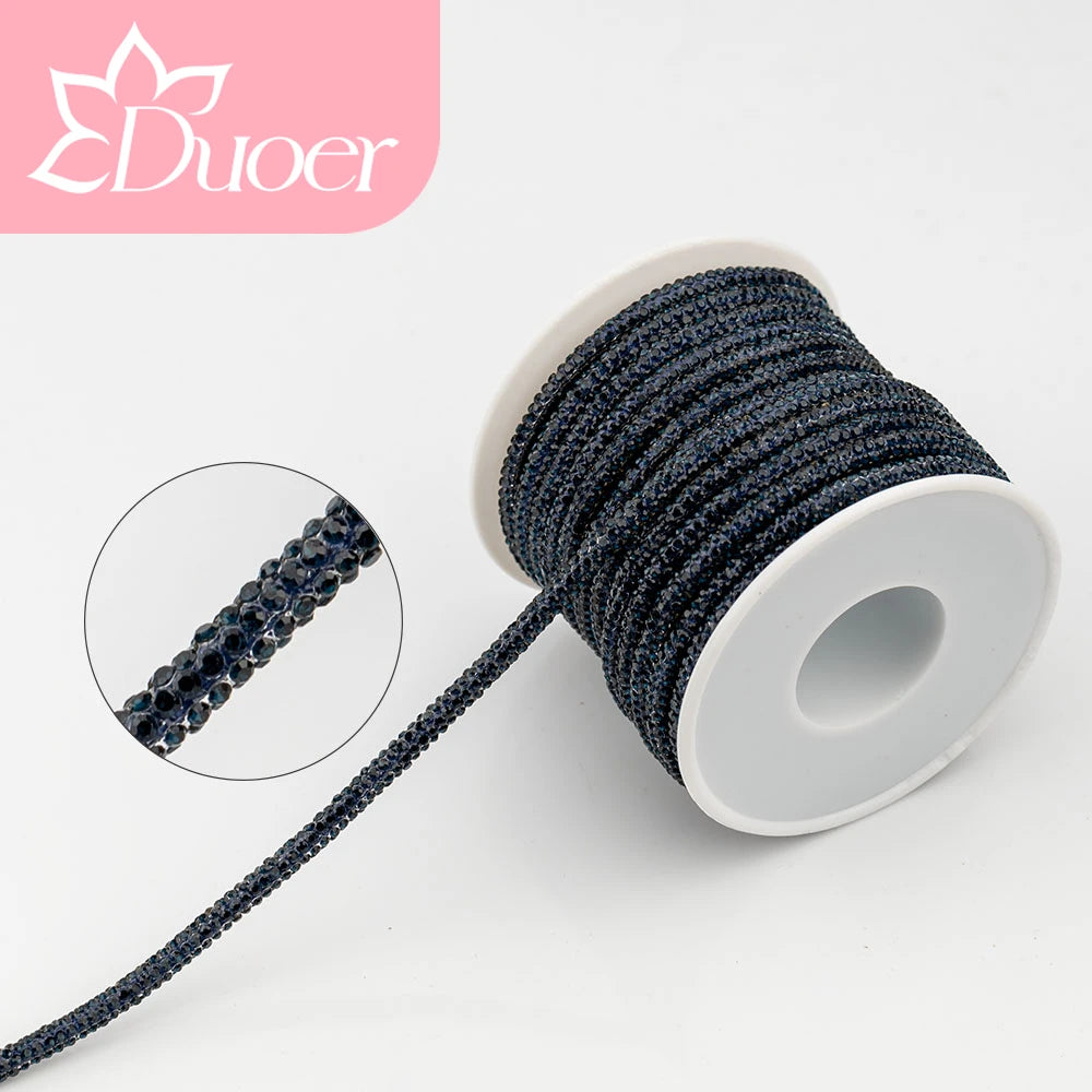 DUOER 3mm 5/10 Yards Glass Rhinestones Rope Tube GlitterDiamond Cord Soft Shoelace Drawstring Trimming For DIY Hoodies Trouser