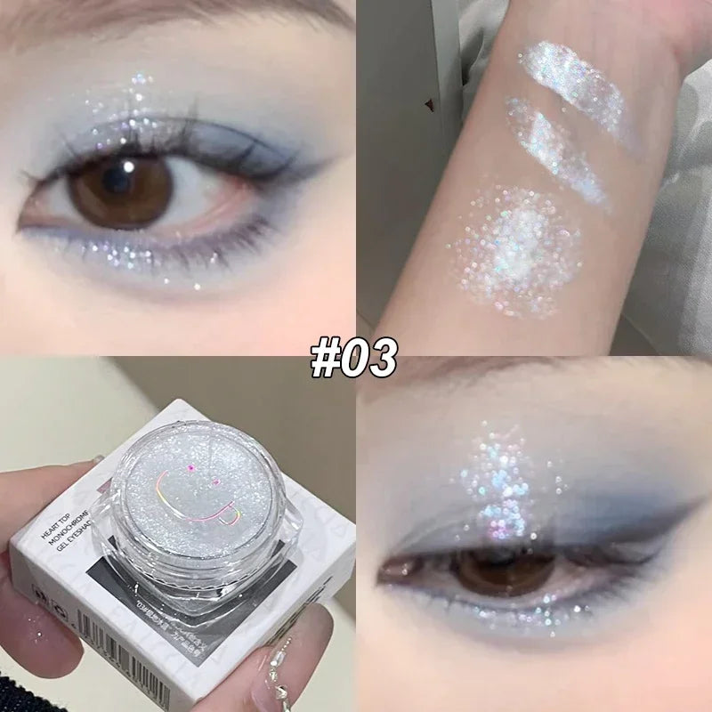 6 Colors Glitter Eyeshadow Gold Pink Eye Shadow Highlighter Silkworm Long Lasting Waterproof Shimmer Multicolor Liquid Eyeshadow