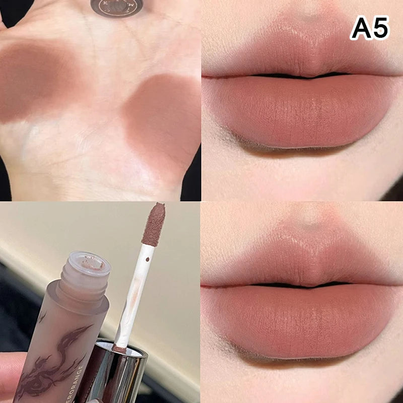 HERORANGE Lip Glaze Waterproof Smoky Red Matte Lipstick Velvet Lip Gloss Non-drying Nude Brown Lips Tint Mud Makeup Cosmetic