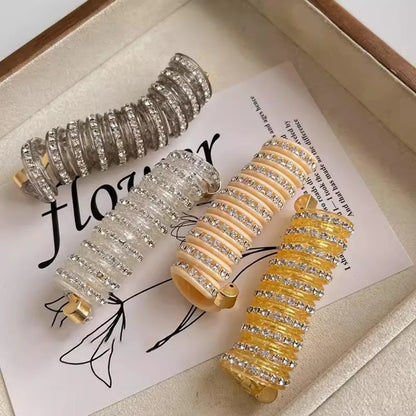 Rhinestone Telephone Line Hair Loop Spiral Coil Rubber Phone Line Hair Loop Elastic Bands High Elastic Head Rope Ponytail Girls
