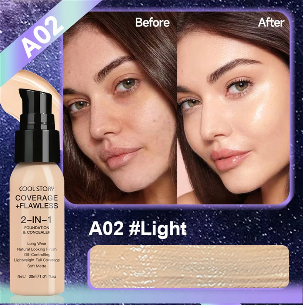 10 Color Lasting Face Foundation Cream Oil-Control Matte BB Cream Liquid Full Coverage Waterproof Hydrating Brighten Concealer