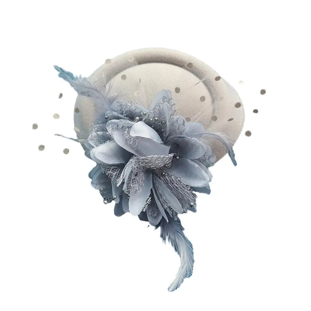 Flower Faux Woolen Fascinator Hat Elegant Artificial Feather Mesh Cocktail Headwear Wedding Bridal Cocktail Headwear Fasciantor