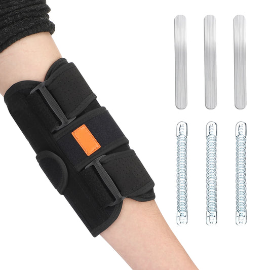 1PC Adjustable Elbow Brace with Removable Splints - Sports Hand Protector Compression Breathable Sports Elbow Orthotics Band Pad