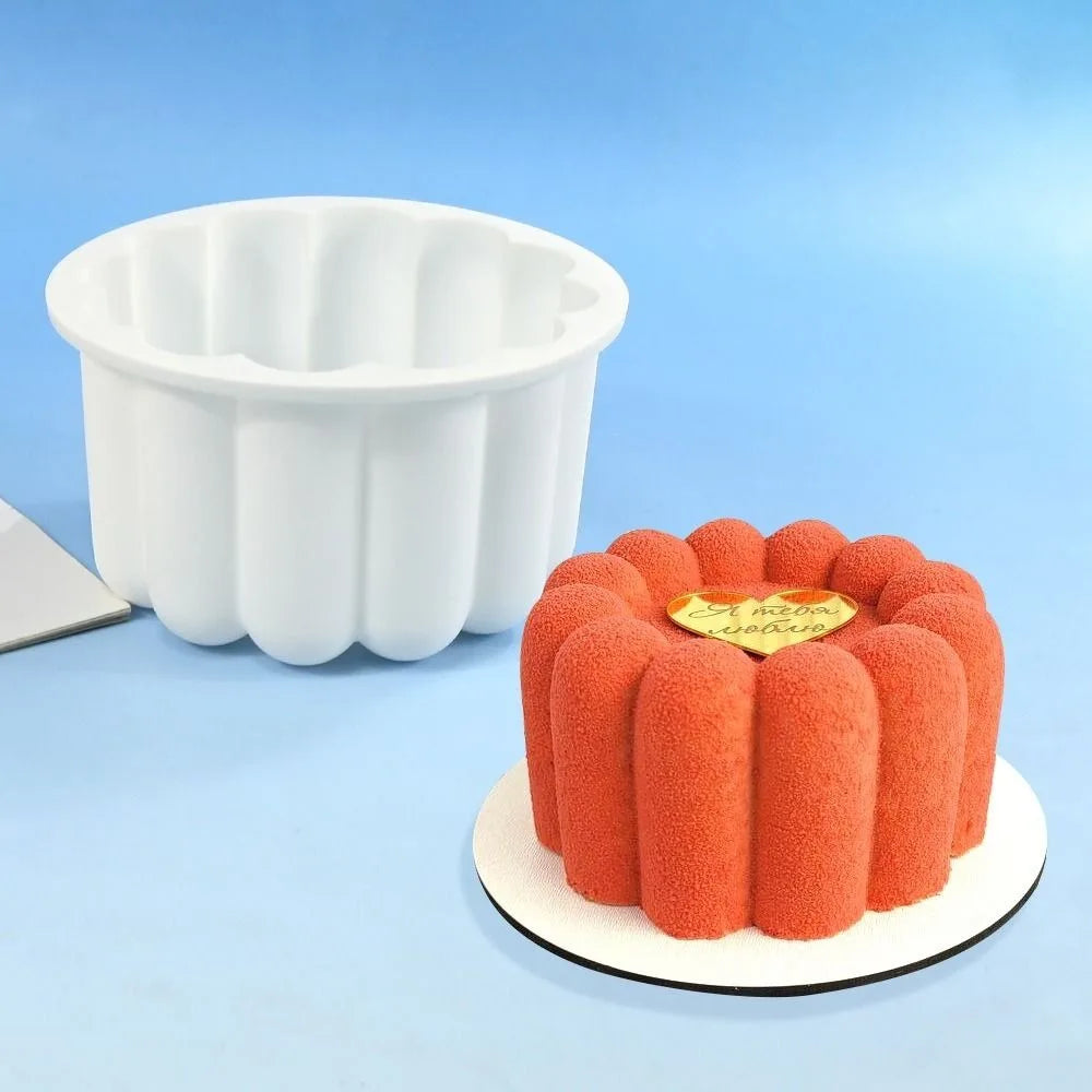 Round Flower Design Bento Cake Silicone Mold Silicone Material Dessert Making 3D Soap Candle Wax Mould Pudding Mold