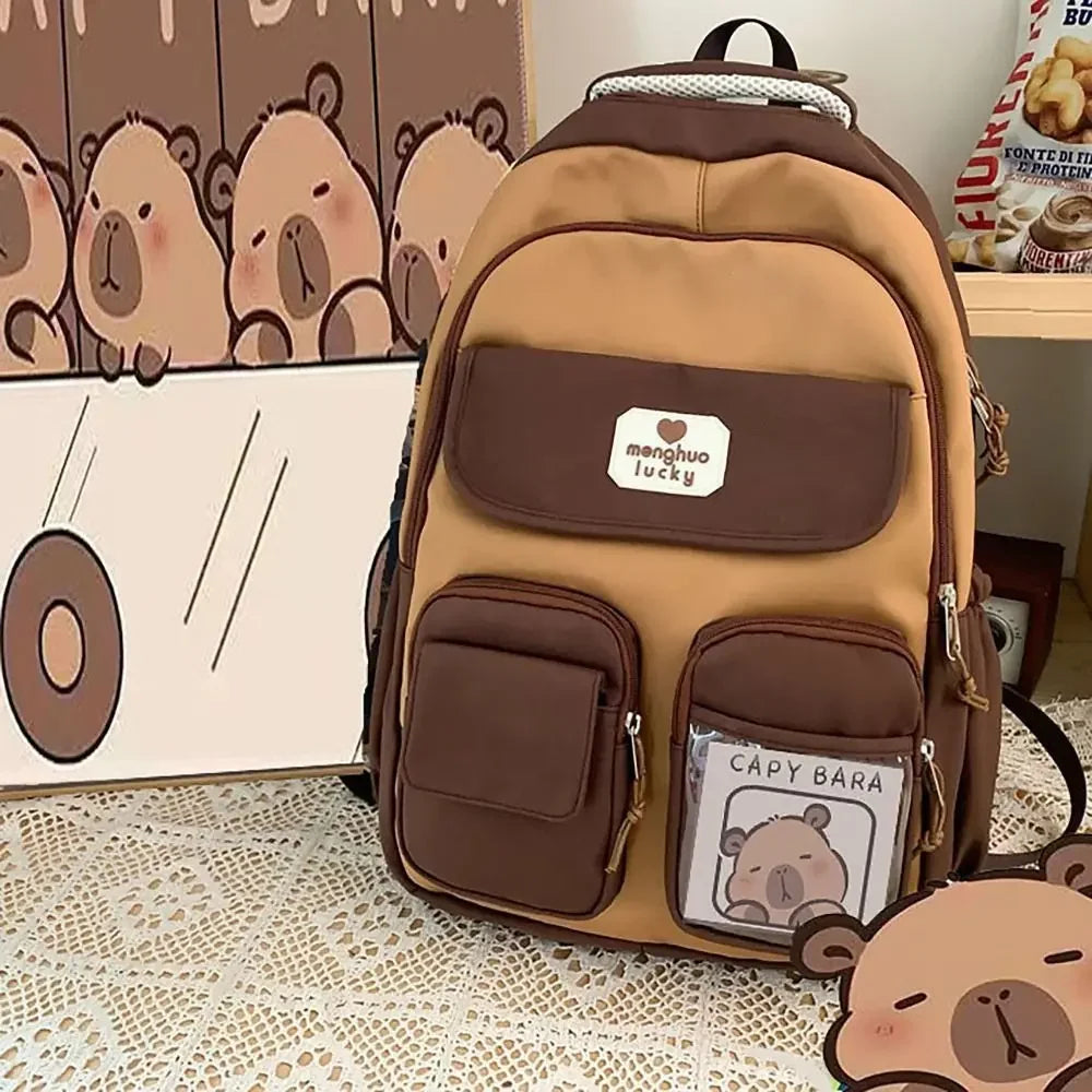 Cute Capybara Schoolbag Adjustable Strap Waterproof Shoulders Bag Large Capacity Computer Bag Student