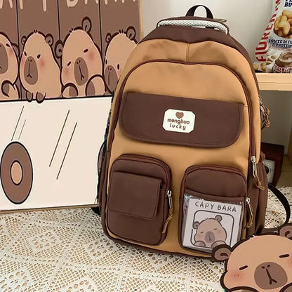 Cute Capybara Schoolbag Adjustable Strap Waterproof Shoulders Bag Large Capacity Computer Bag Student