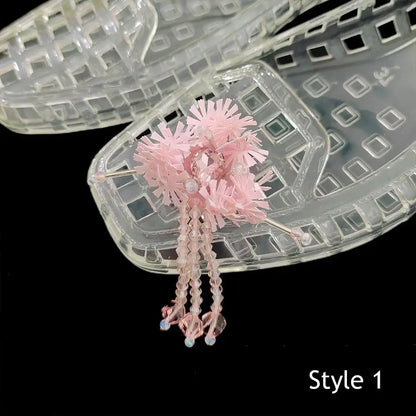 Crystal Flower Shoe Clips Shoes Accessories Tassel Pendant Flower Shoe Buckles Cool Show Sweet Fashion Shiny Shoe Ornaments