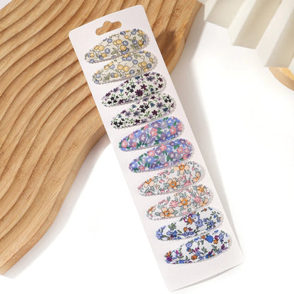 10Pcs/Lot Fresh Print Cotton Alloy Hair Clips for Kids Fabric Plaid BB Hairpins Girl Hairgripe Headwear Baby Hair Accessories