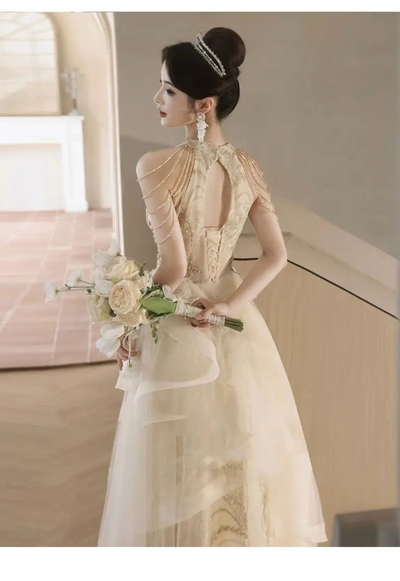 New champone long sweat lady girl women princess bridesmaid banquet prom party dress gown