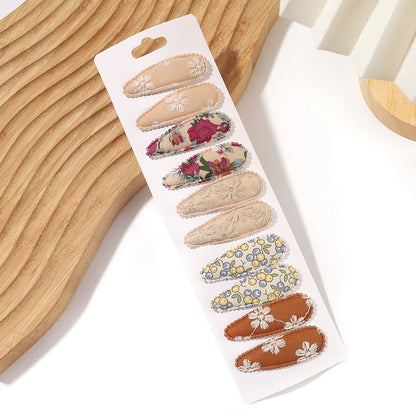 10Pcs/Lot Fresh Print Cotton Alloy Hair Clips for Kids Fabric Plaid BB Hairpins Girl Hairgripe Headwear Baby Hair Accessories