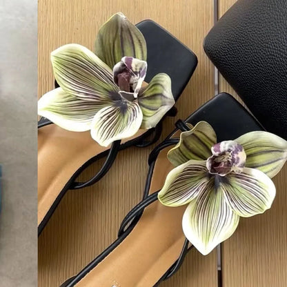 1 Pair Simulation Coloful Thai Fairy  Flower Shoe Buckles Personalized Design  Orchid Simulation Buckles Decor
