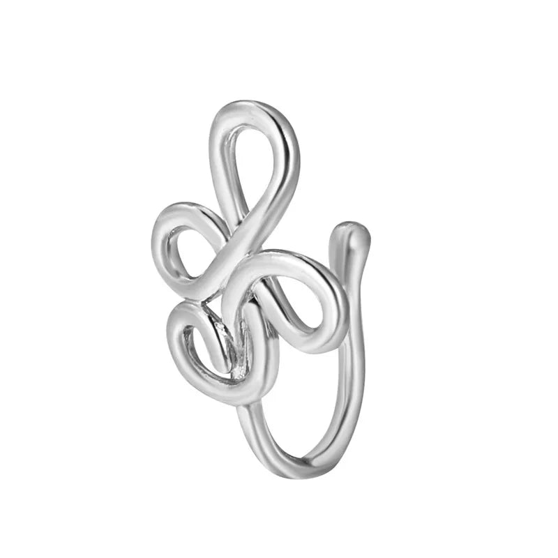 1Pc Copper Fake Piercing Nose Ring Butterfly Crown Star Heart Clip On Nose Ear Clip Cuff Earring for Women Gift Body Jewelry Nez