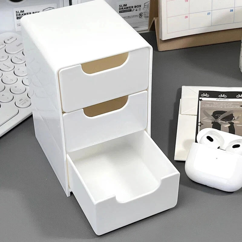 3-Tier Cosmetic Storage Box Organizer With Drawers Multifunctional Countertop Storage For Jewelry Office Supplies