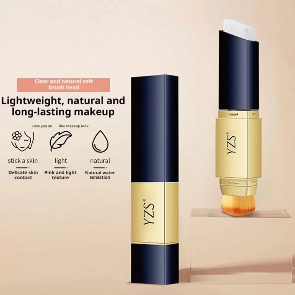 2 in 1 Foundation Stick Full Coverage Matte Finish Dual-Ended Brush & Stick Brightening Waterproof Foundation Contouring Makeup