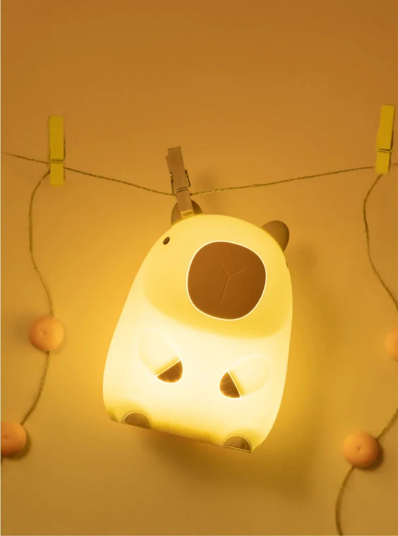 Cute Pet Capybara Night Light Cute Cartoon Silicone Creative Bedside Sleep Night Lamp For Children's Room Decor Birthday gift