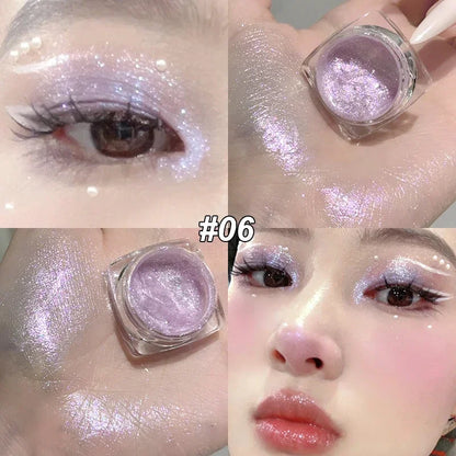 6 Colors Glitter Eyeshadow Gold Pink Eye Shadow Highlighter Silkworm Long Lasting Waterproof Shimmer Multicolor Liquid Eyeshadow