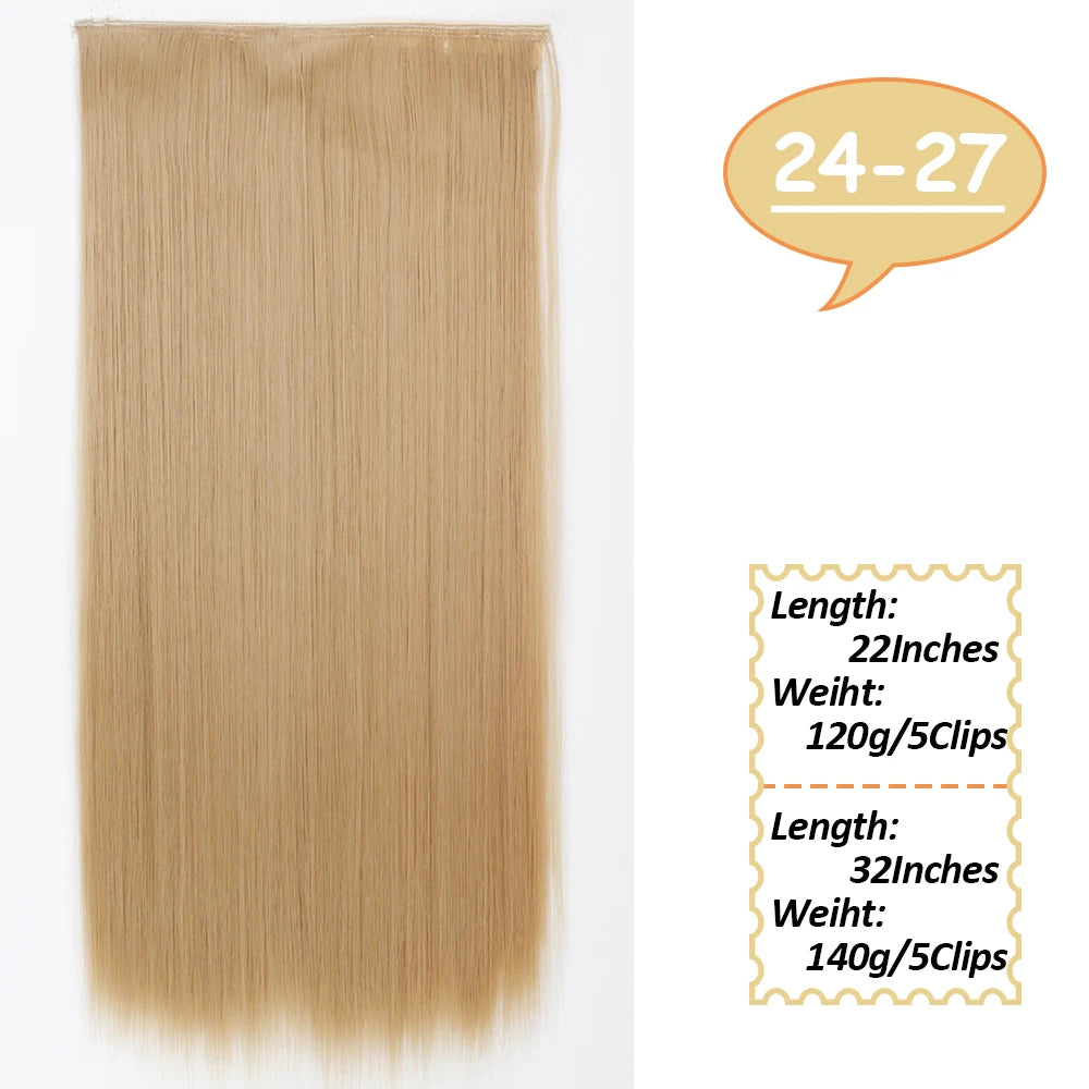 NICESY Synthetic Long Wavy 5 Clips Hair Extensions 22Inch/32Inch Clip On Hair Extensions High Tempreture Fake For Women