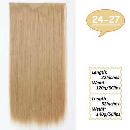 NICESY Synthetic Long Wavy 5 Clips Hair Extensions 22Inch/32Inch Clip On Hair Extensions High Tempreture Fake For Women