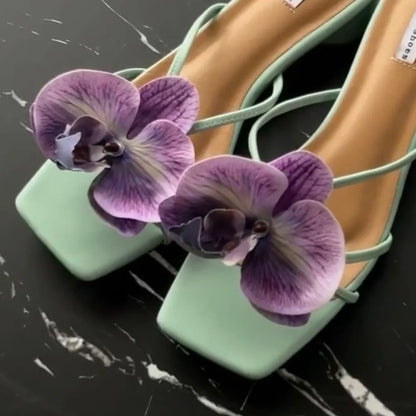 1 Pair Simulation Coloful Thai Fairy  Flower Shoe Buckles Personalized Design  Orchid Simulation Buckles Decor