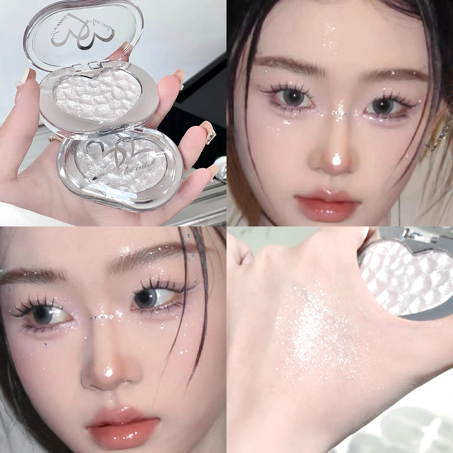 LEE INTO Highlighter Powder, Pearlescent Finish, Fine Shimmer, Silky Mashed Potato Texture, Brightening, Long-Lasting No Fallout