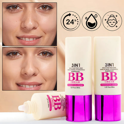 3 In 1 Multi-Function Base Make-UP Liquid Fundation Brighten &Smooth BB Cream Breathable Oil Control Poreless Skin Concealer