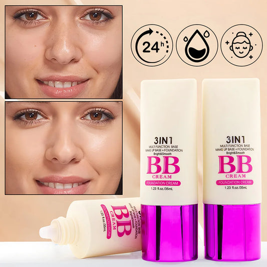 3 In 1 Multi-Function Base Make-UP Liquid Fundation Brighten &Smooth BB Cream Breathable Oil Control Poreless Skin Concealer