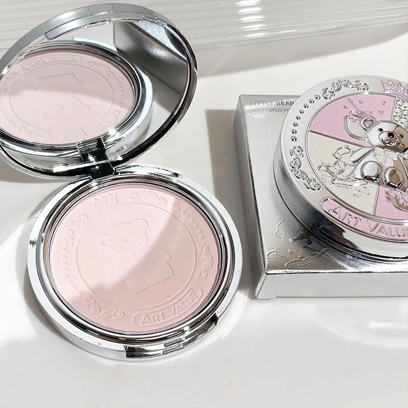 Art Value Bear Knight Soft Focus Pressed Powder Matte Natural Makeup Setting Makeup Brightening Makeup Loose Powder