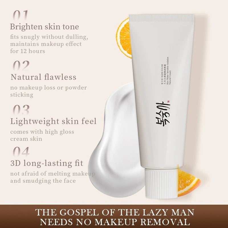 Korean Rice Extract Cream Spf50+ Hydrate Moisturizing Improve Dullness Even Out Brighten Skin Tone Last Light-feeling Concealer