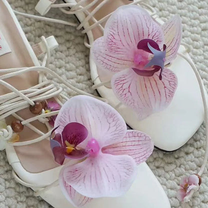 1 Pair Simulation Coloful Thai Fairy  Flower Shoe Buckles Personalized Design  Orchid Simulation Buckles Decor