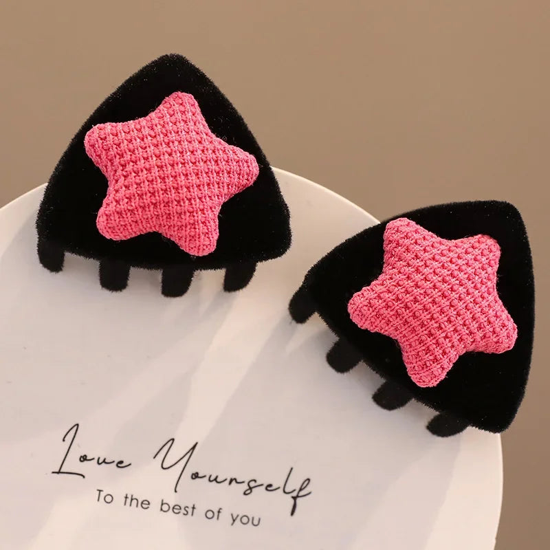 New Cute Plush Cat Claw Hairpin Simple Sweet Girl Baby Small Clasp Clips Children Star Clip Headwear Hair Clips Kids Accessories