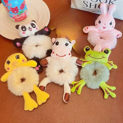 Cartoon Cute Animal Rubber Band for Girls Plush Ponytail Maruko Hair Tie Elastic Hair Ring Headwear Girls Kids Hair Accessories