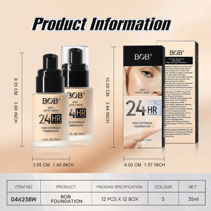 Misty Matte Liquid Foundation, Concealer, Long-lasting Makeup, Oil Control, No Powder Sticking, Moisturizing Foundation Cream