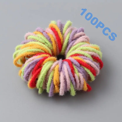 100pcs New Cute Girl Hair Bands Candy Color Elastic Rubber Band Hair Band Child Baby Headband Scrunchie Hair Tie Accessories