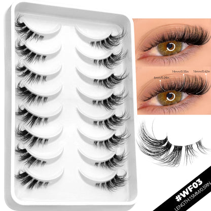 VELTRINAY False Eyelashes Half Lashes Cat Eye Natural Look Wispy Faux Mink Clear Eyelash Band Natural Lashes Makeup