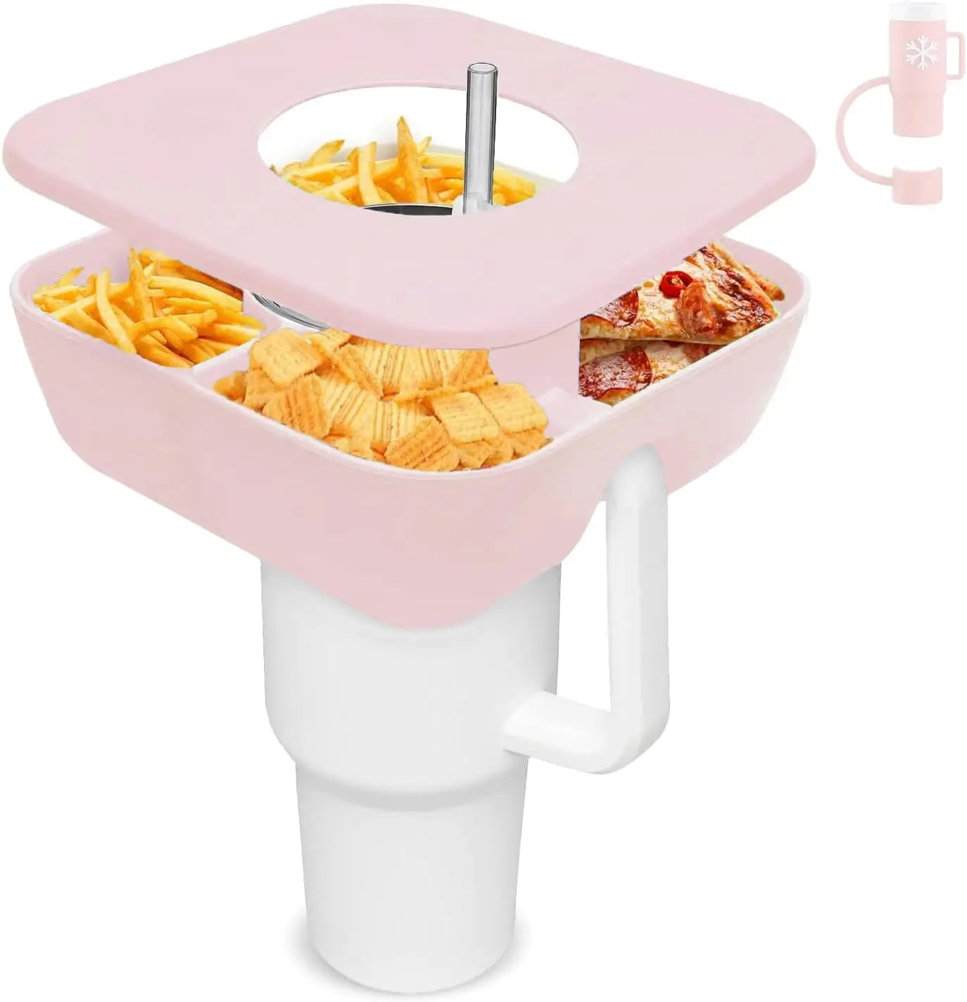 New Silicone Snack Bowl with Cover for Stanley 40oz Divided Snack Tray 4 Divided Snack Plates Stanley Cup Accessories 1PC
