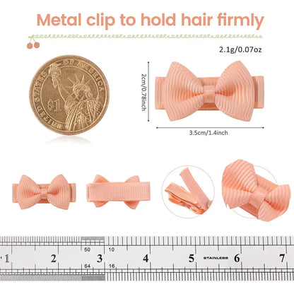 RIBBON BOWS Mini Ribbon Hair Bows Clip for Girls Bangs Hairgrips Covered Safety Bows Headwear Kids Head Claw Accessories