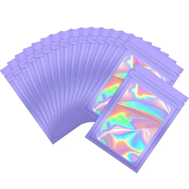 10-50Pcs Laser Ziplock Bag Necklace Earrings Jewelry Gift Packing Bags Cell Phone Cases Colorful Packing Bags Kitchen Organizer