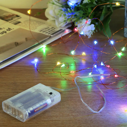 LED Fairy String Light 2M 20LED Battery Operated Copper Wire Warm White for Christmas Wedding Party Decor Indoor OutdoorLighting