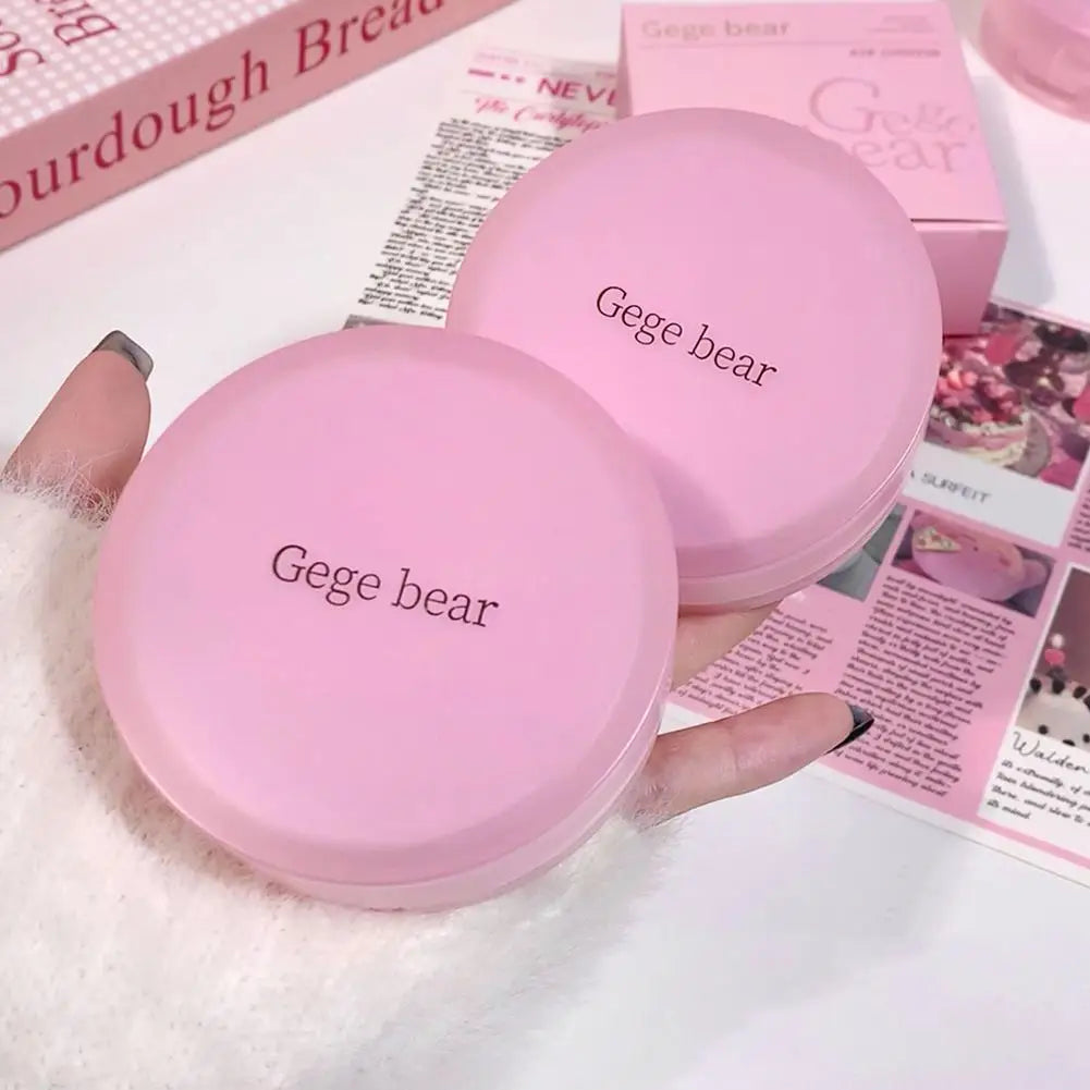 Gege Bear Double Layer Air Cushion Powder Long-Lasting Matte Pink Finish Oil Control And Makeup Fixation Removal Setting Powder